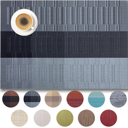 Placemats Set of 4 - Easy Clean Woven Vinyl Placemats for Dining Table, Indoor/Outdoor Place Mats, Washable PVC Table Mats（Caramel）