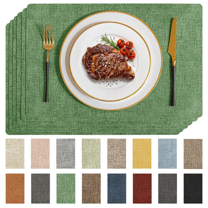 Romanstile Faux Leather Vinyl Placemats Set of 6, Beige