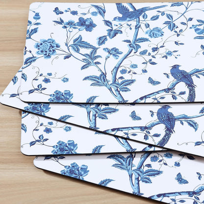 Laura Ashley Cork Placemats, 16 x 12-inch, Set of 4, Summer Palace Blue