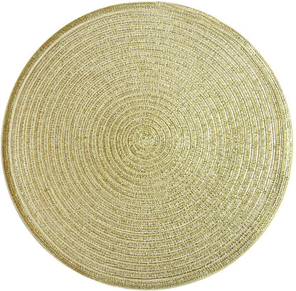 SHACOS Round Braided Placemats Set of 8 Cotton Fabric Round Table Mats Non Slip Washable 15 inch Round Place Mats Home Party Table Decor (Beige, 8)
