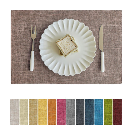 Softalker Faux Linen Cloth Placemats Set of 6-12 x 18 Inch, Navy