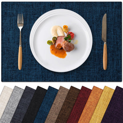 Placemats Set of 6 Machine Washable Cloth Table Mats, 12x18 Inch