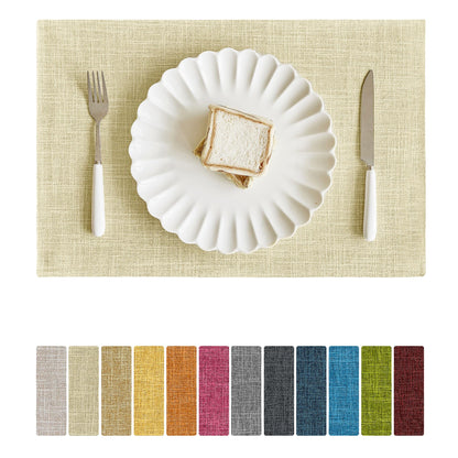 Softalker Faux Linen Cloth Placemats Set of 6-12 x 18 Inch, Navy
