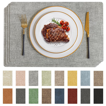 Romanstile Faux Leather Vinyl Placemats Set of 6, Beige