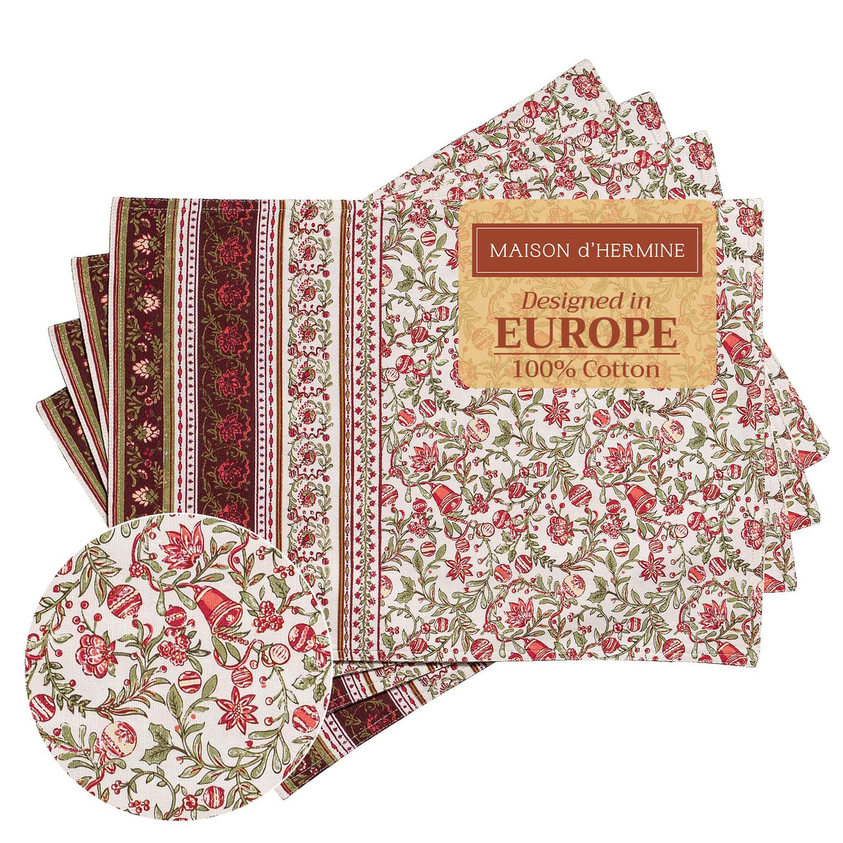 Maison d' Hermine Placemats Set of 4 Reusable 100% Cotton (13"x19")