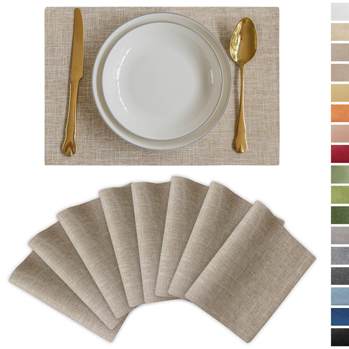 Demetex Green Placemat Set of 4 Washable Linen Textured Place Mats for Dinner Heat Resistant Sage Cloth Placemats Scratch Resistant Plate Mats for Dining Table Kitchen, Green