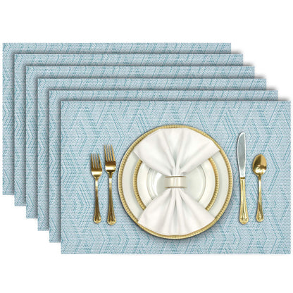 Aofmee Placemats, Placemats Set of 6, Heat Resistant Place Mats, Washable PVC Table Mats, Woven Vinyl Plastic Placemats for Dining Table, Non-Slip Stain Resistant Kitchen Table Placemats Easy to Clean