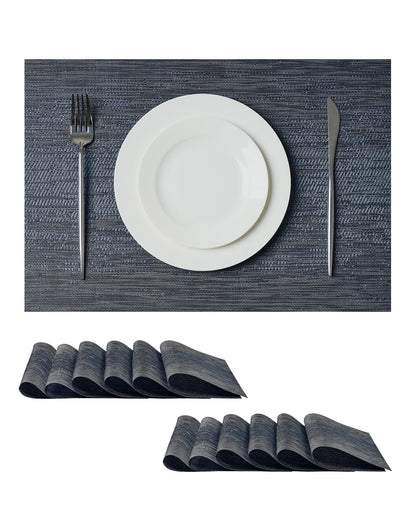 Woven Vinyl Beige Placemats Set of 12, Linen Look & Easy to Clean