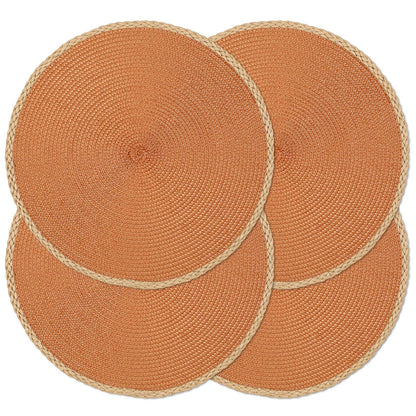 Round Placemats Set of 6, Woven Table Mats, Thin Edge, Green