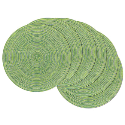 SHACOS 15 inch Round Placemats Set of 6, Cotton Polyester Woven Braided Place Mats, Washable Heat Resistant Circle Table Mats for Dining Table (Beige, 6)