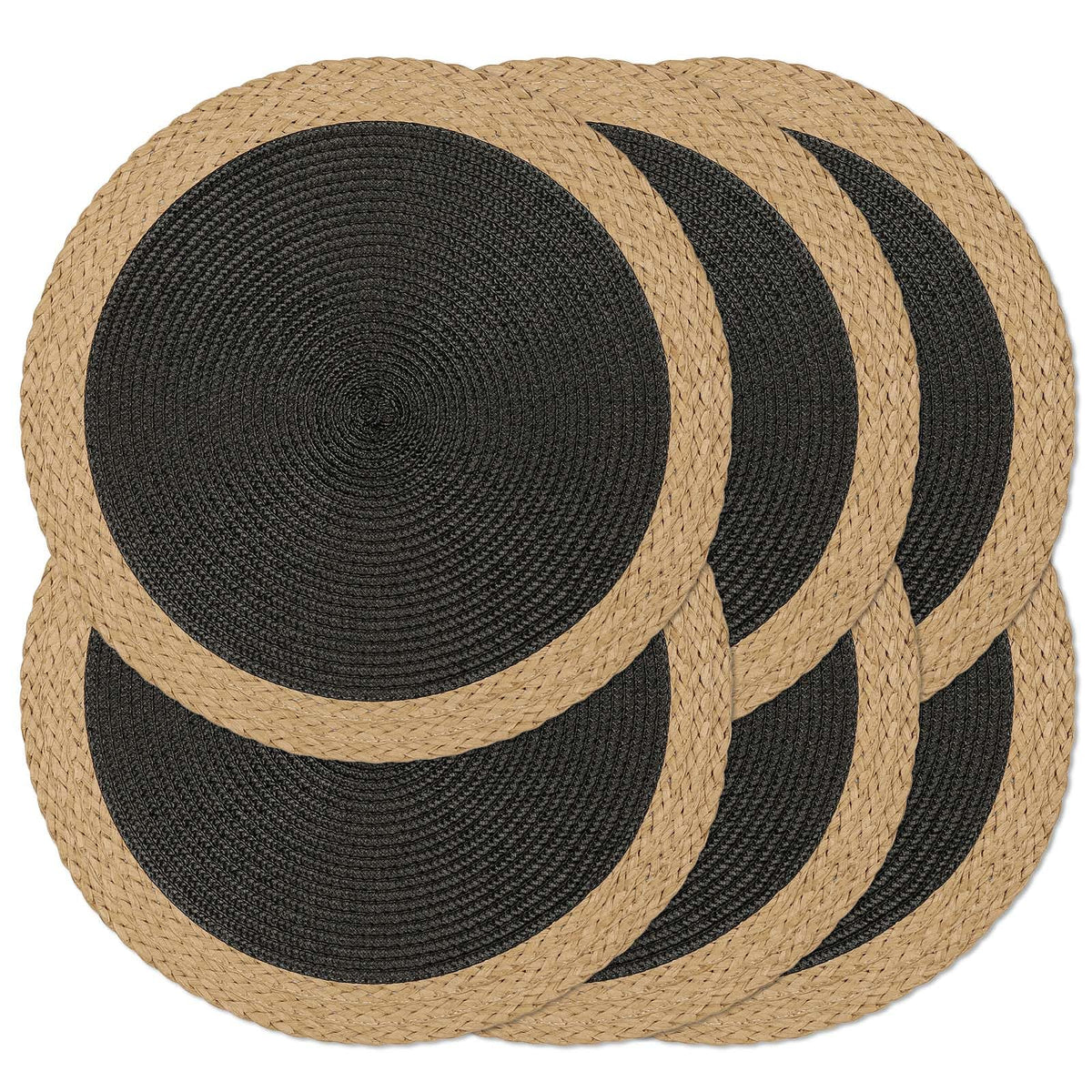 Round Placemats Set of 6, Woven Table Mats, Thin Edge, Green
