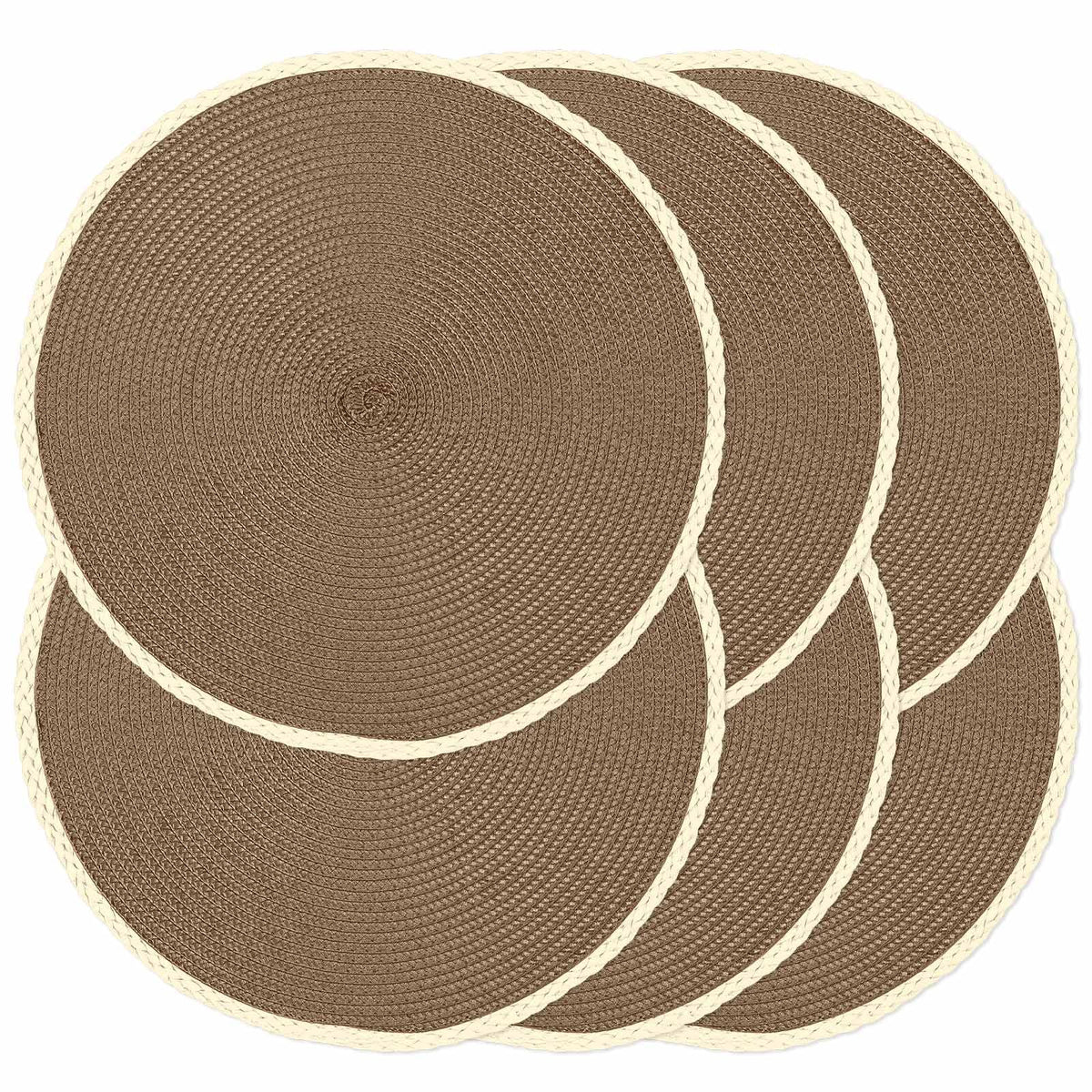 Round Placemats Set of 6, Woven Table Mats, Thin Edge, Green