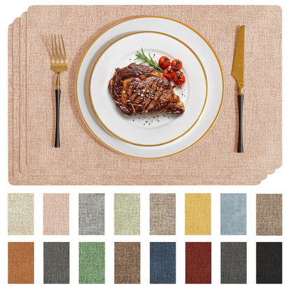 Romanstile Faux Leather Vinyl Placemats Set of 6, Beige