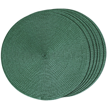 FunWheat Round Braided Placemats Set of 6 Table Mats for Dining Tables Woven Washable Non-Slip Place mats 15 in(Blue, 6pcs)