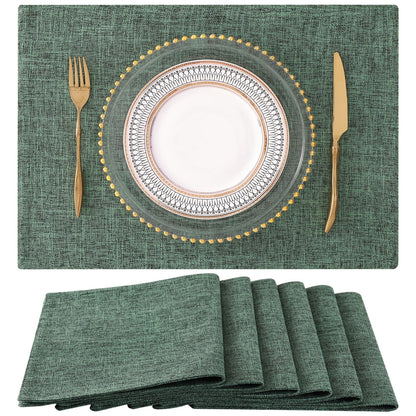 homing Faux Cotton Linen Placemats Set of 6, Cloth Dining Table Mats