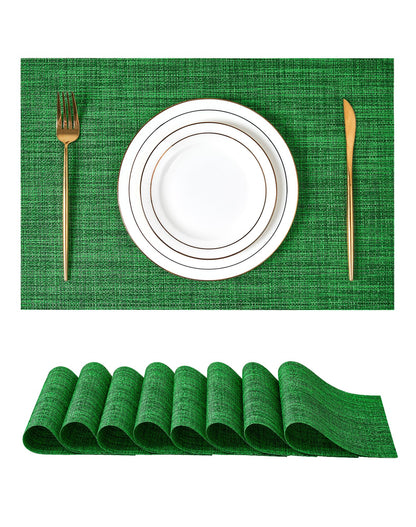 Beige Placemats Set of 4 - Heat-Resistant, Non-Slip Table Mats, Washable Woven Vinyl for Indoor & Outdoor Dining
