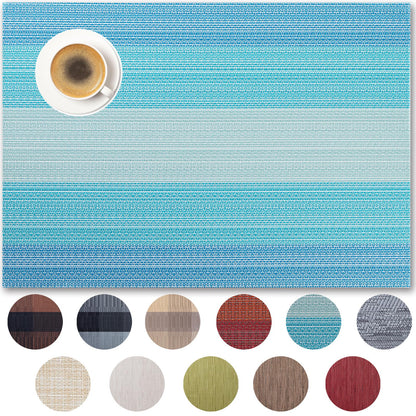 Placemats Set of 4 - Easy Clean Woven Vinyl Placemats for Dining Table, Indoor/Outdoor Place Mats, Washable PVC Table Mats（Caramel）
