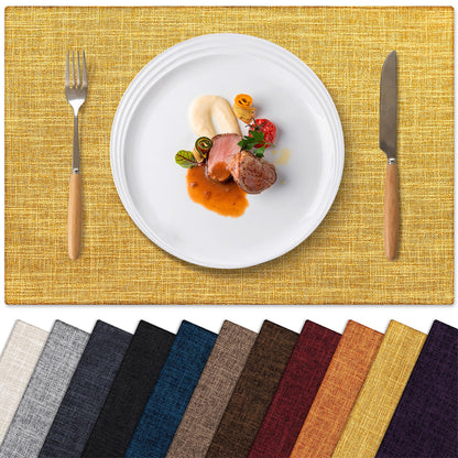 Placemats Set of 6 Machine Washable Cloth Table Mats, 12x18 Inch