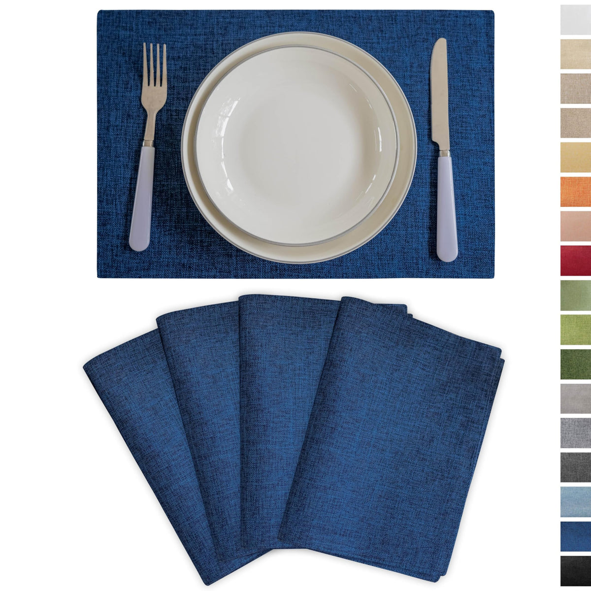 Demetex Green Placemat Set of 4 Washable Linen Textured Place Mats for Dinner Heat Resistant Sage Cloth Placemats Scratch Resistant Plate Mats for Dining Table Kitchen, Green