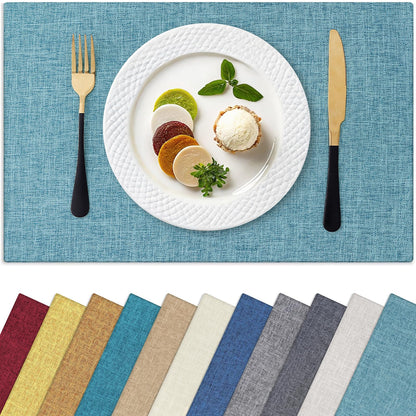 Homaxy Cloths Placemats for Dining Table Set of 6, 13" x 19", Flaxen