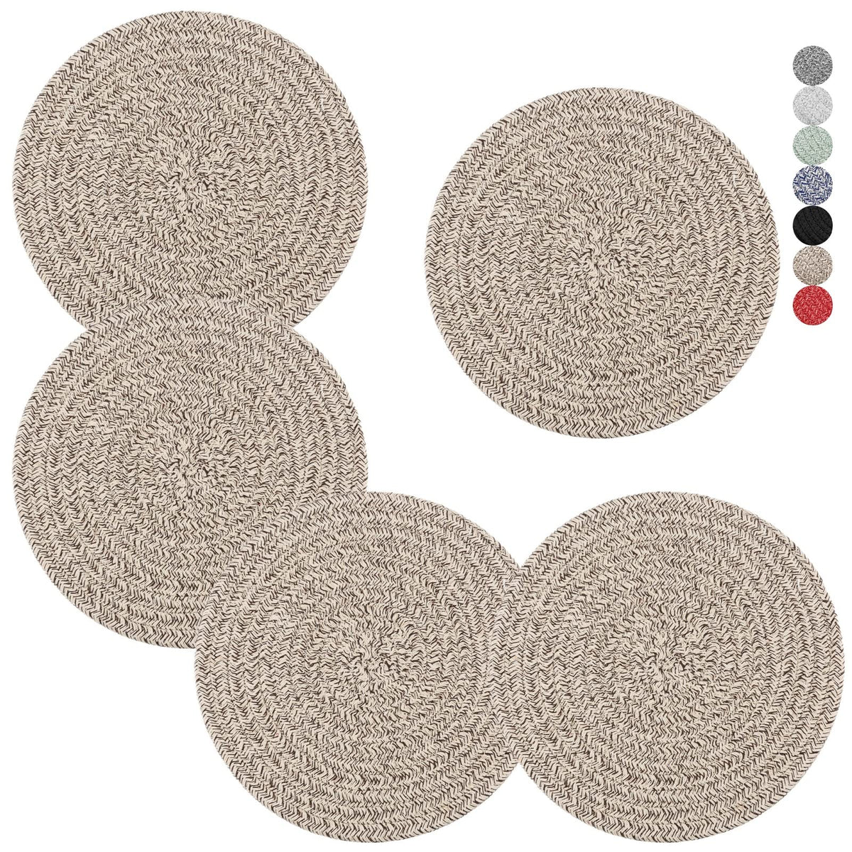 Trivets for Hot Dishes, Pots and Pans, 8 Inches Hot Pads 5 Pcs, Pot Holders for Kitchen, Heat Resistant Mat Protect Counter, Coasters Set Home Essentials Farmhouse Decor (Brown)