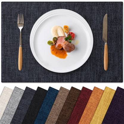Placemats Set of 6 Machine Washable Cloth Table Mats, 12x18 Inch