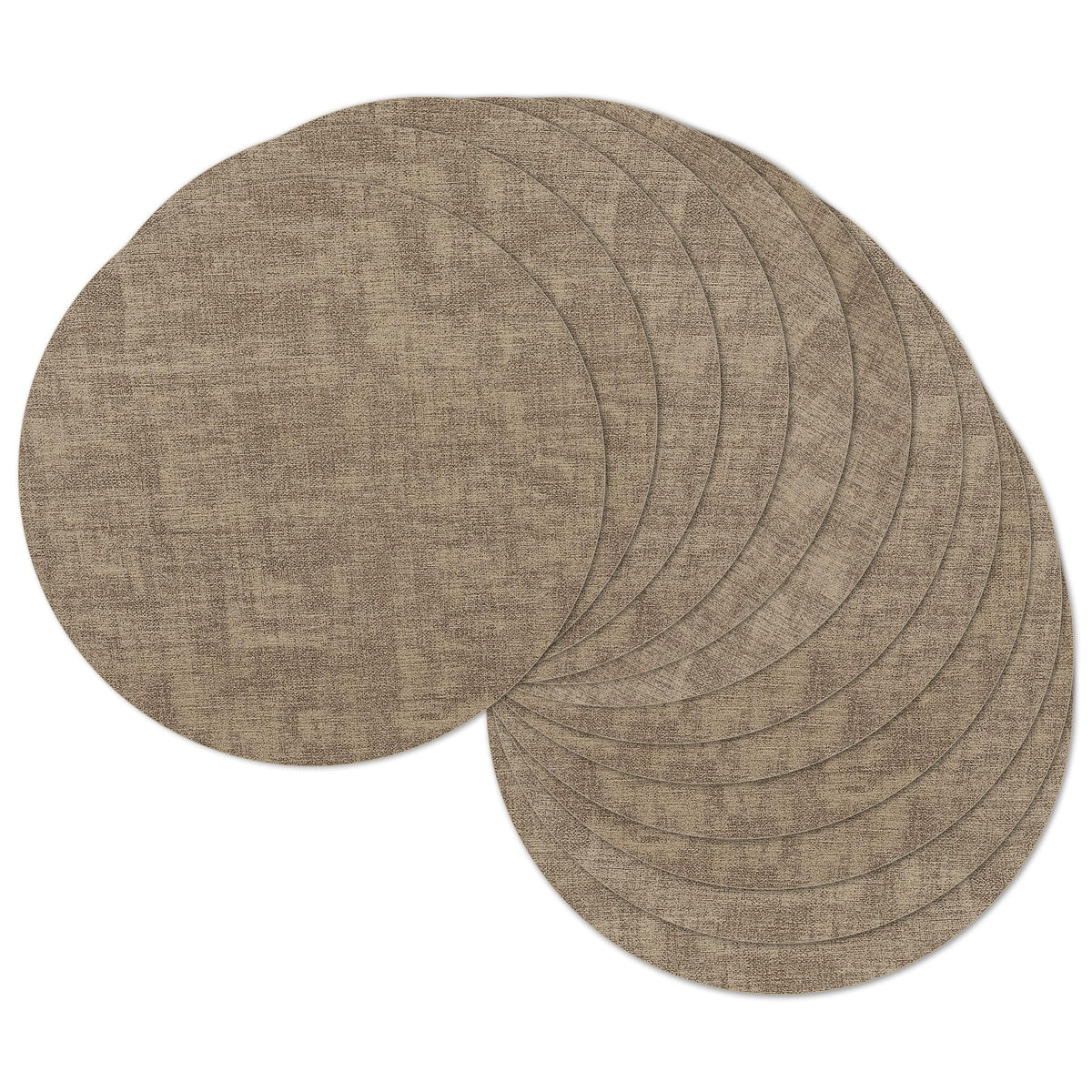13" Round Placemats Set of 8, Reversible Faux Leather Wipeable Table Mats