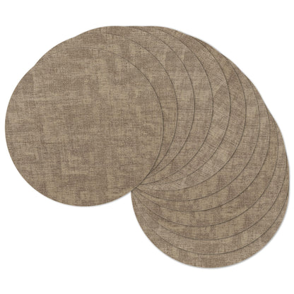 13" Round Placemats Set of 8, Reversible Faux Leather Wipeable Table Mats