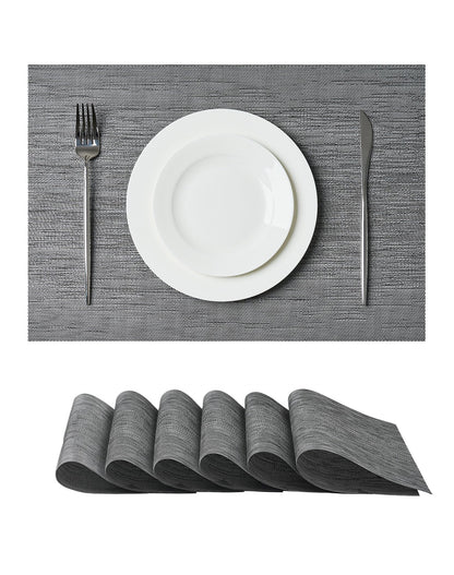 Woven Vinyl Beige Placemats Set of 12, Linen Look & Easy to Clean
