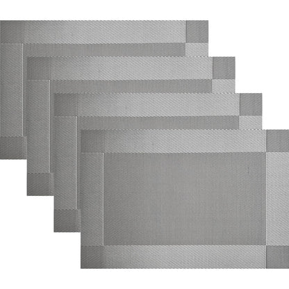 Vinyl Placemats Heat-Resistant Table Mats Washable Easy Clean Plastic Placemats for Dining Table Set of 4 (Red)