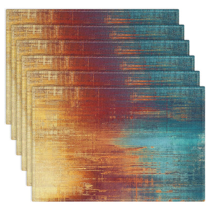 Emvency Farmhouse Placemats Set of 4, 12x18 Inch, Blue and Orange