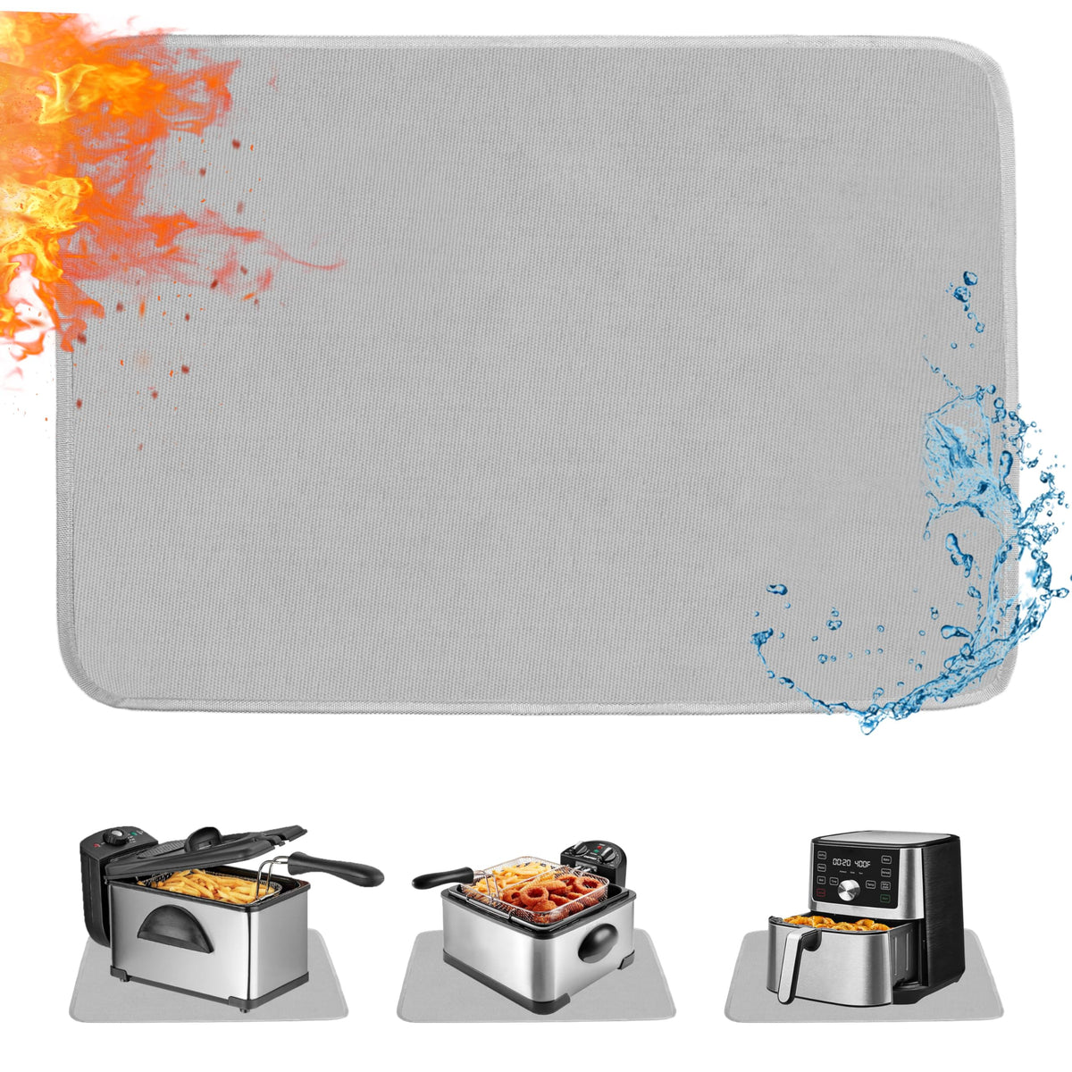 TOHONFOO Heat Resistant Mats for Countertop & Air Fryer, 18x15 in, Gray