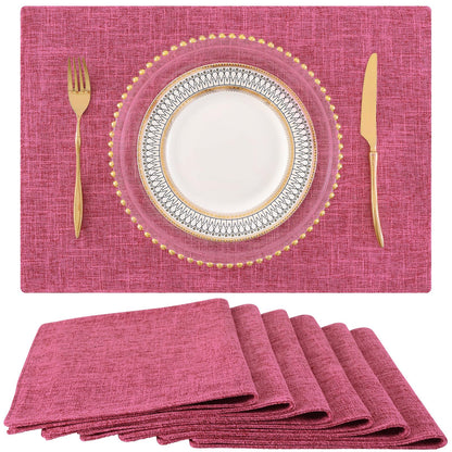 homing Faux Cotton Linen Placemats Set of 6, Cloth Dining Table Mats