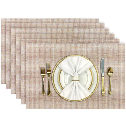 Aofmee Placemats, Placemats Set of 6, Heat Resistant Place Mats, Washable PVC Table Mats, Woven Vinyl Plastic Placemats for Dining Table, Non-Slip Stain Resistant Kitchen Table Placemats Easy to Clean
