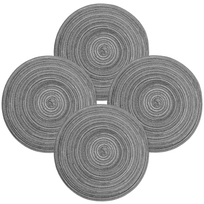 MIAOMIAO Round Placemats Set of 6 Braided Dining Table Kitchen Decor Mets