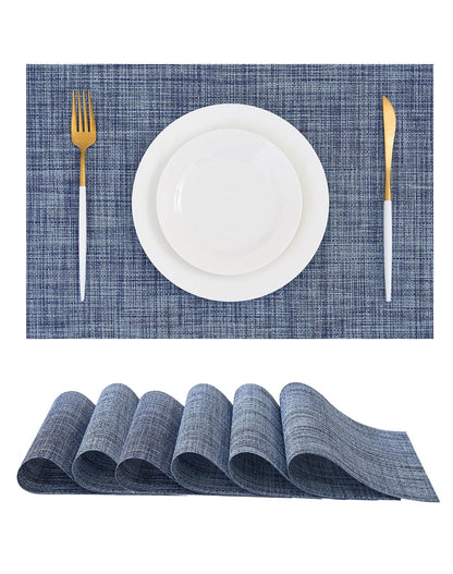 Beige Placemats Set of 4 - Heat-Resistant, Non-Slip Table Mats, Washable Woven Vinyl for Indoor & Outdoor Dining