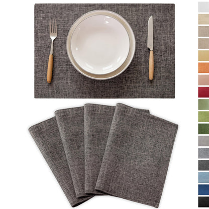 Demetex Green Placemat Set of 4 Washable Linen Textured Place Mats for Dinner Heat Resistant Sage Cloth Placemats Scratch Resistant Plate Mats for Dining Table Kitchen, Green
