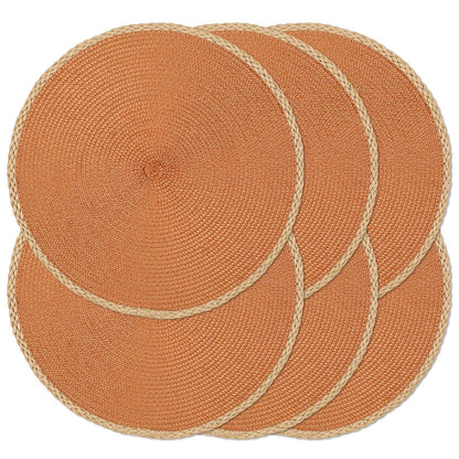 Round Placemats Set of 6, Woven Table Mats, Thin Edge, Green