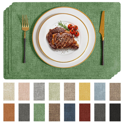Romanstile Faux Leather Vinyl Placemats Set of 6, Light Grey