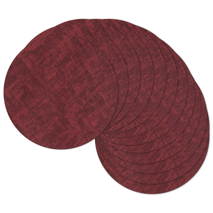 13" Round Placemats Set of 8, Reversible Faux Leather Wipeable Table Mats