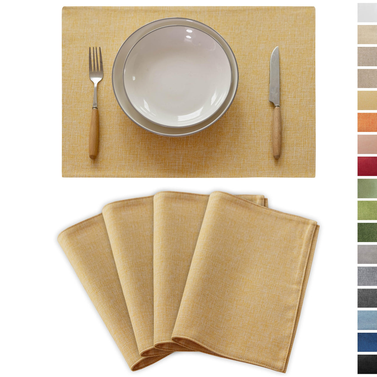 Demetex Green Placemat Set of 4 Washable Linen Textured Place Mats for Dinner Heat Resistant Sage Cloth Placemats Scratch Resistant Plate Mats for Dining Table Kitchen, Green