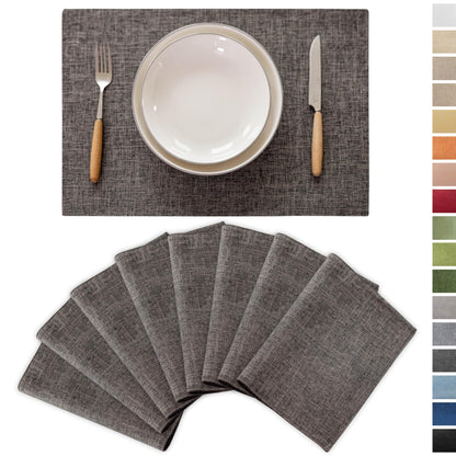 Demetex Green Placemat Set of 4 Washable Linen Textured Place Mats for Dinner Heat Resistant Sage Cloth Placemats Scratch Resistant Plate Mats for Dining Table Kitchen, Green