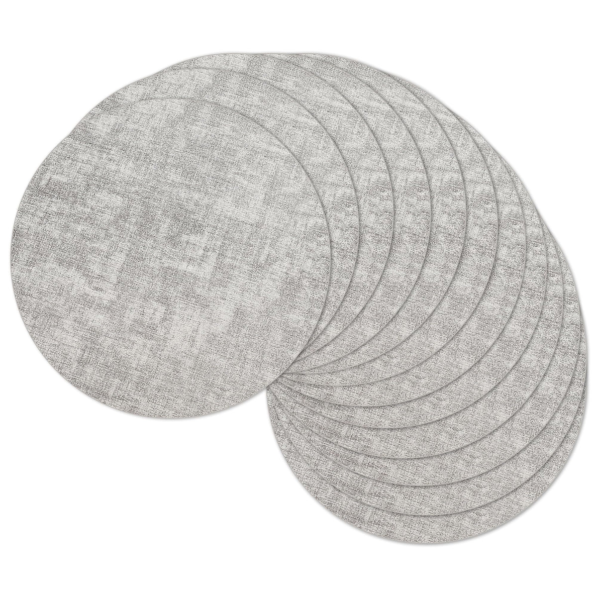 13" Round Placemats Set of 8, Reversible Faux Leather Wipeable Table Mats