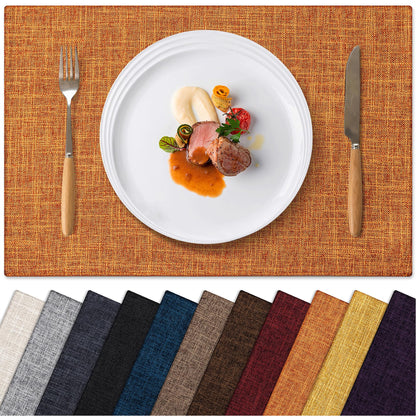 Placemats Set of 6 Machine Washable Cloth Table Mats, 12x18 Inch