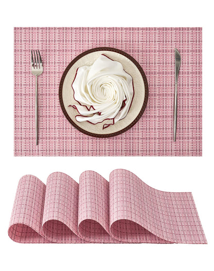 Woven Vinyl Beige Placemats Set of 12, Linen Look & Easy to Clean