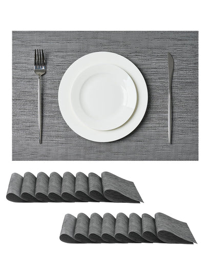 Beige Placemats Set of 4 - Heat-Resistant, Non-Slip Table Mats, Washable Woven Vinyl for Indoor & Outdoor Dining
