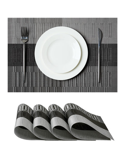 Woven Vinyl Beige Placemats Set of 12, Linen Look & Easy to Clean