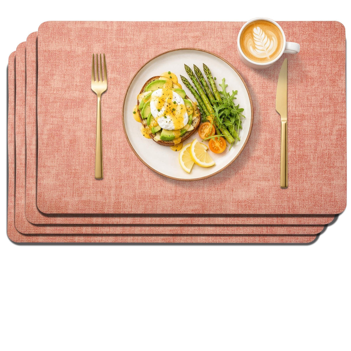 Maxpearl Faux Leather Placemats Set of 6 - Waterproof - Wipe Clean - Heat Resistant - Anti Slip Dining Table Place Mats, Suitable for Indoor & Outdoor Use, 17’’x12’’, Ivory White