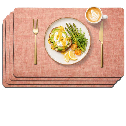 Maxpearl Faux Leather Placemats Set of 6 - Waterproof - Wipe Clean - Heat Resistant - Anti Slip Dining Table Place Mats, Suitable for Indoor & Outdoor Use, 17’’x12’’, Ivory White