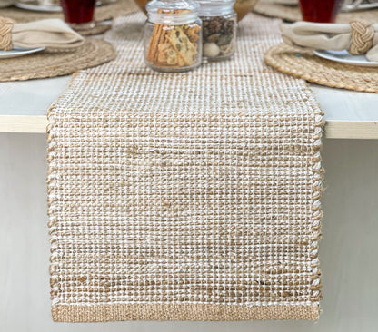 Chardin Home Natural Jute & Aqua Turquoise Placemats, Set of 4 – Rustic Handmade Boho Table Mats, 13x19 in Dining Table Placemats - Kitchen, Everyday Meals, Holidays, Farmhouse or Modern Table Décor